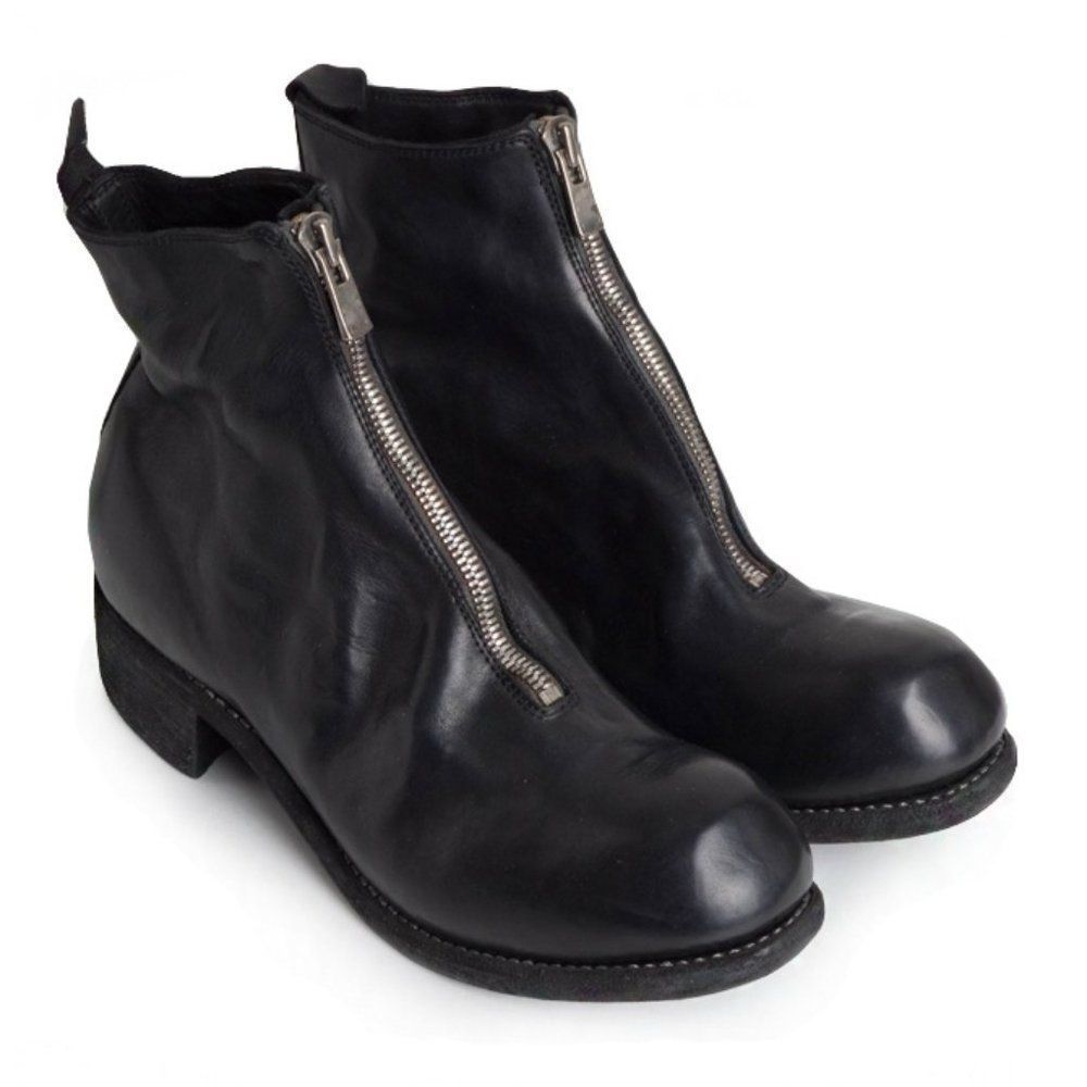 𝅺Guidi PL1 Black Soft Horse Full Grain Front Zip Ankle Boots